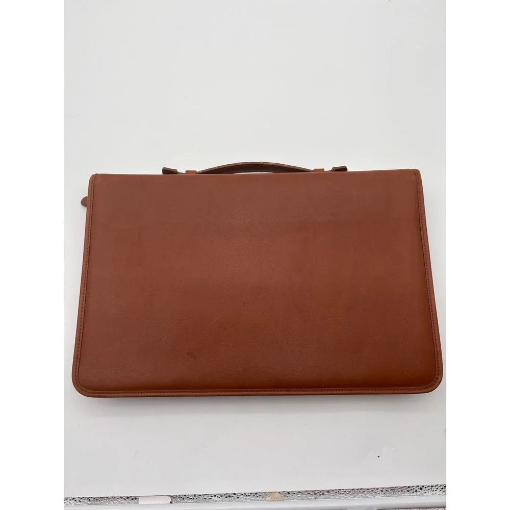 Coach Vintage Brown Leather Zip 3 Ring Portfolio Binder planner Organizer Krause
